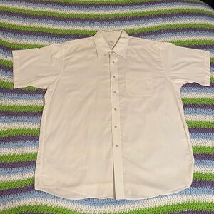 L.L. Bean Casual Cotton Button Down Dress Shirt Men’s XL Short Sleeve Ivory GUC